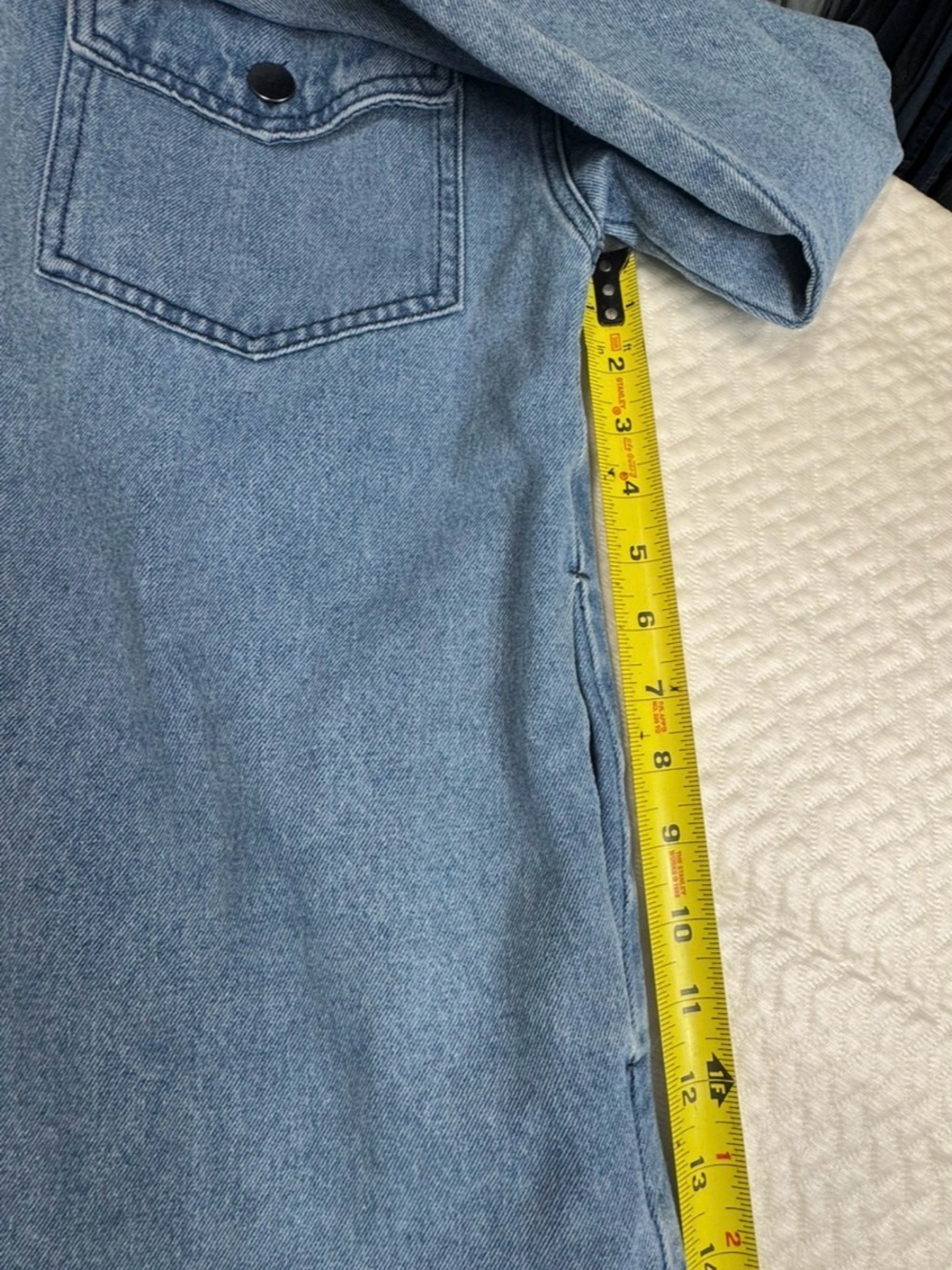 Women's Blue Denim Jean Jacket with Frayed Hem - Picture 7 of 10